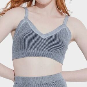 Wild Fable Gray Ribbed Rib Knit Stretch Crop Tank Top Large